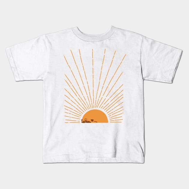 Abstract Sunrise Pug Kids T-Shirt by huebucket